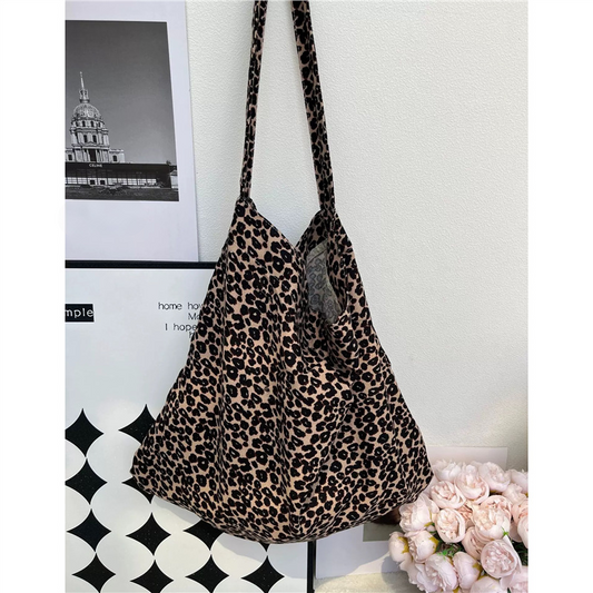 Leopard Print Canvas Tote Bag – MOQ 10 | Large Capacity Lightweight Everyday Carry