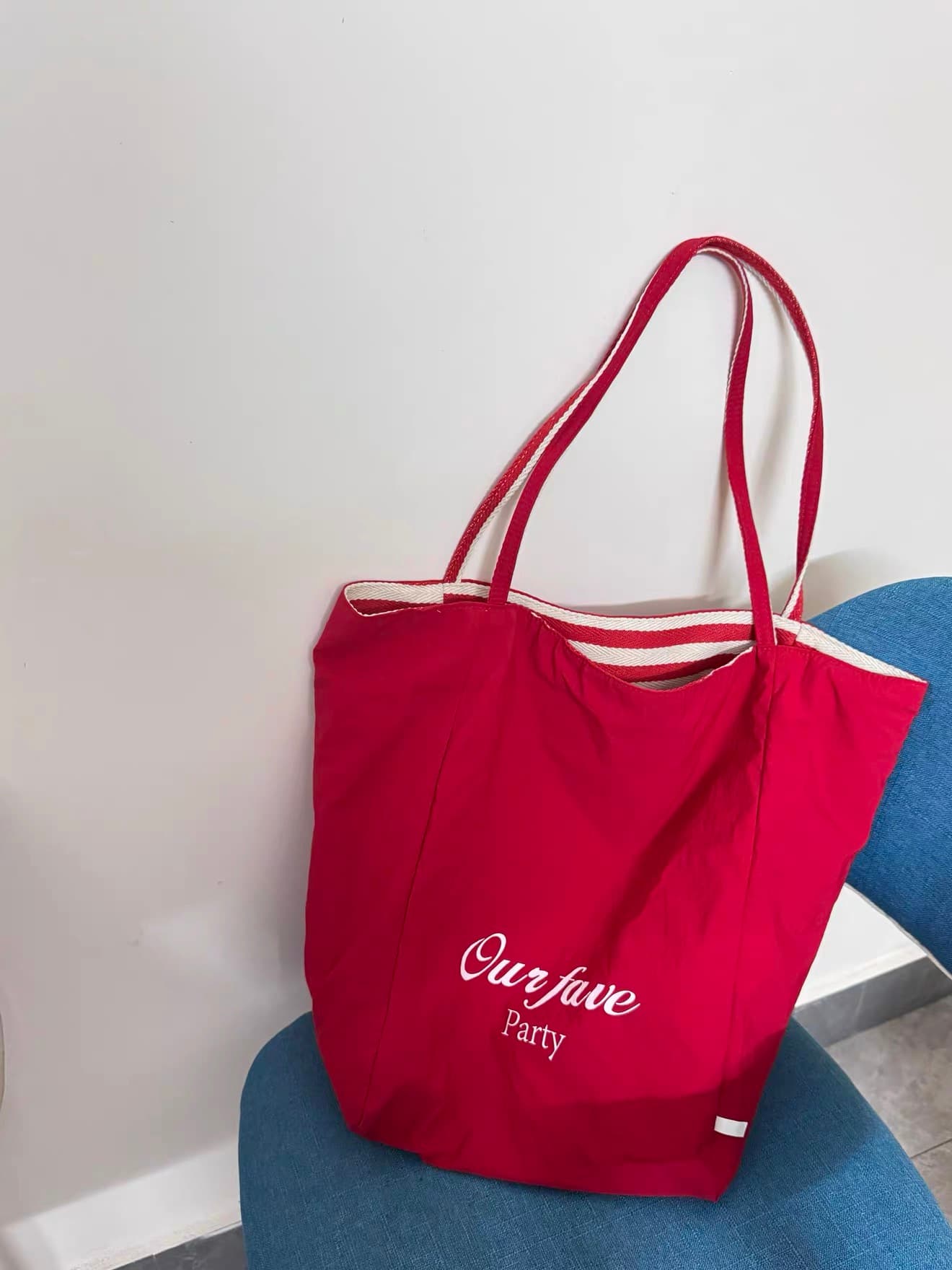 Red White Stripe Custom Canvas Tote Bag | Red White Stripe | MOQ 30pcs | Wholesale OEM ODM