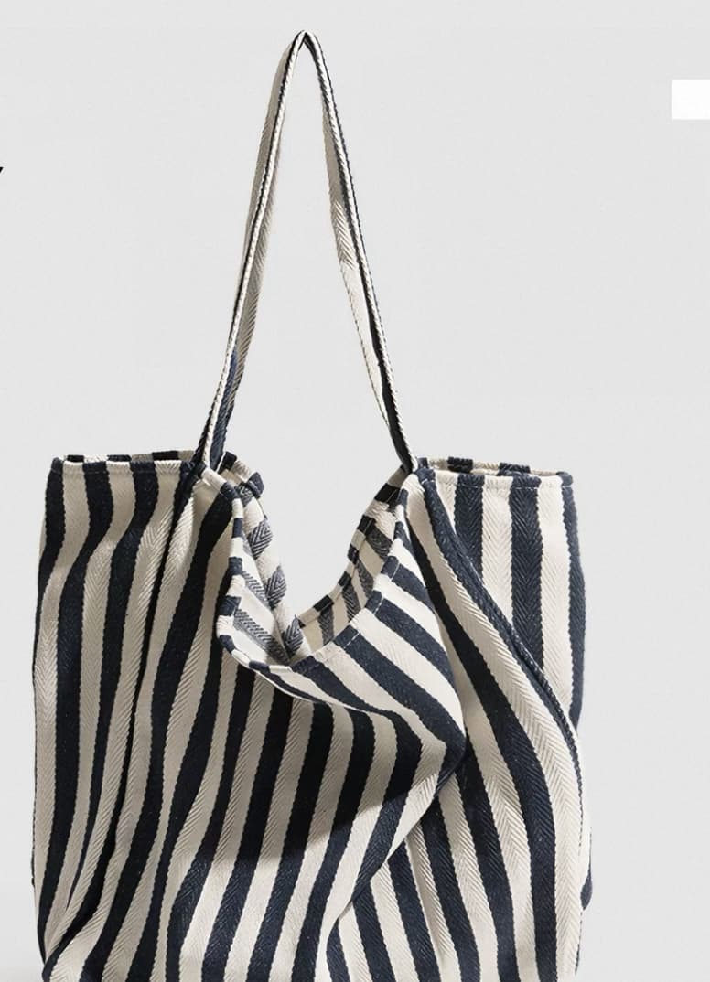 Black White Stripe Custom Canvas Tote Bag | Black White Stripe | MOQ 30pcs | Wholesale OEM ODM