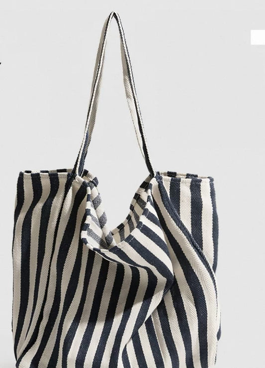 Black White Stripe Custom Canvas Tote Bag | Black White Stripe | MOQ 30pcs | Wholesale OEM ODM